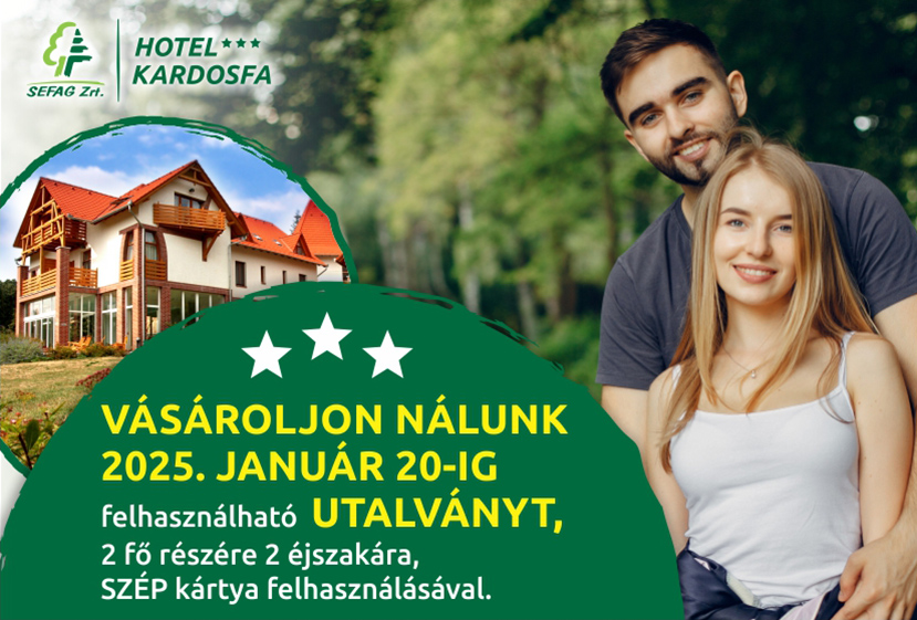 Wellness kikapcsolódás Kardosfa Hotel módra – 2 éjszakás utalvány